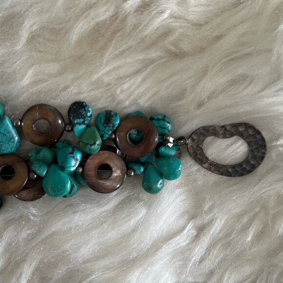 NEW Sundance Turquoise Polished Agate Three Strand Collar Statement Necklace 18” - Picture 15 of 15